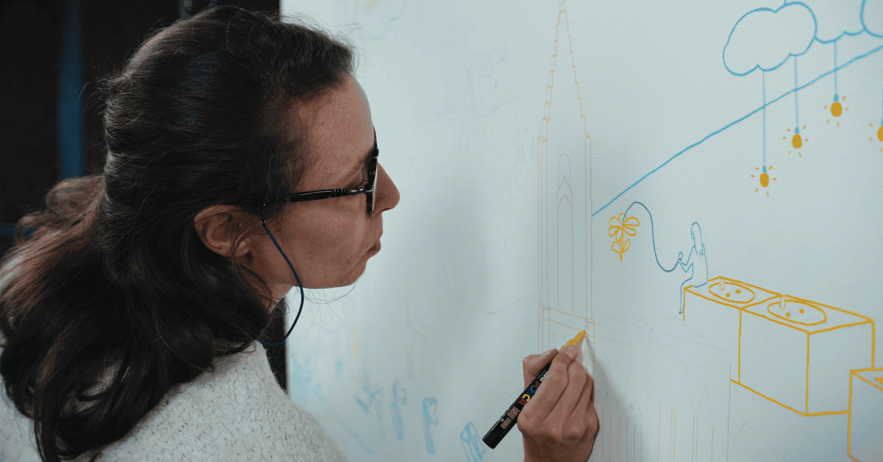 Vignette du projet ÉS, fresque murale dessinée pour la démarche RSE d'Électricité de Strasbourg