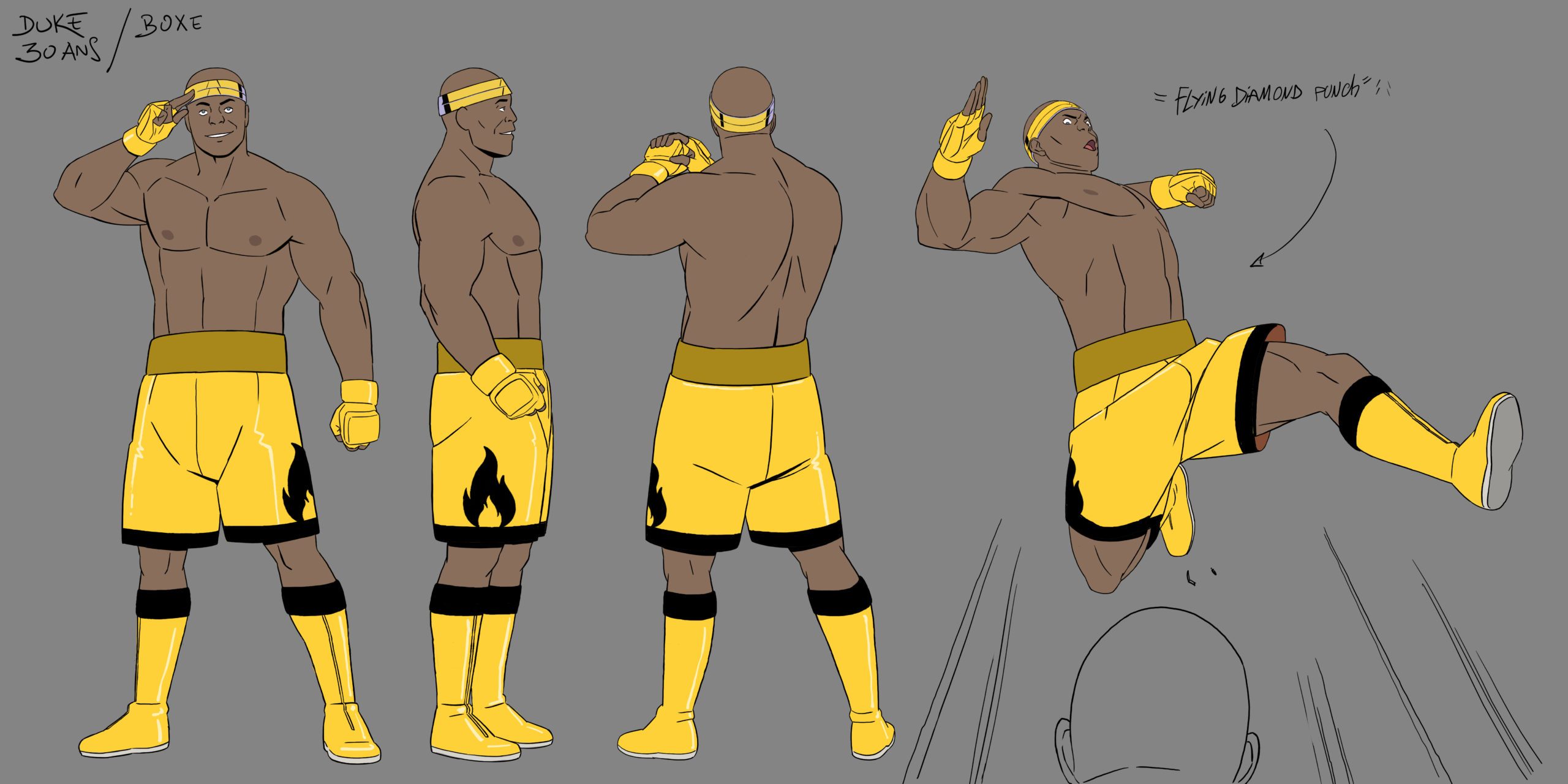 Character design du personnage Richard en tenue de boxe, série animée Lastman Heroes