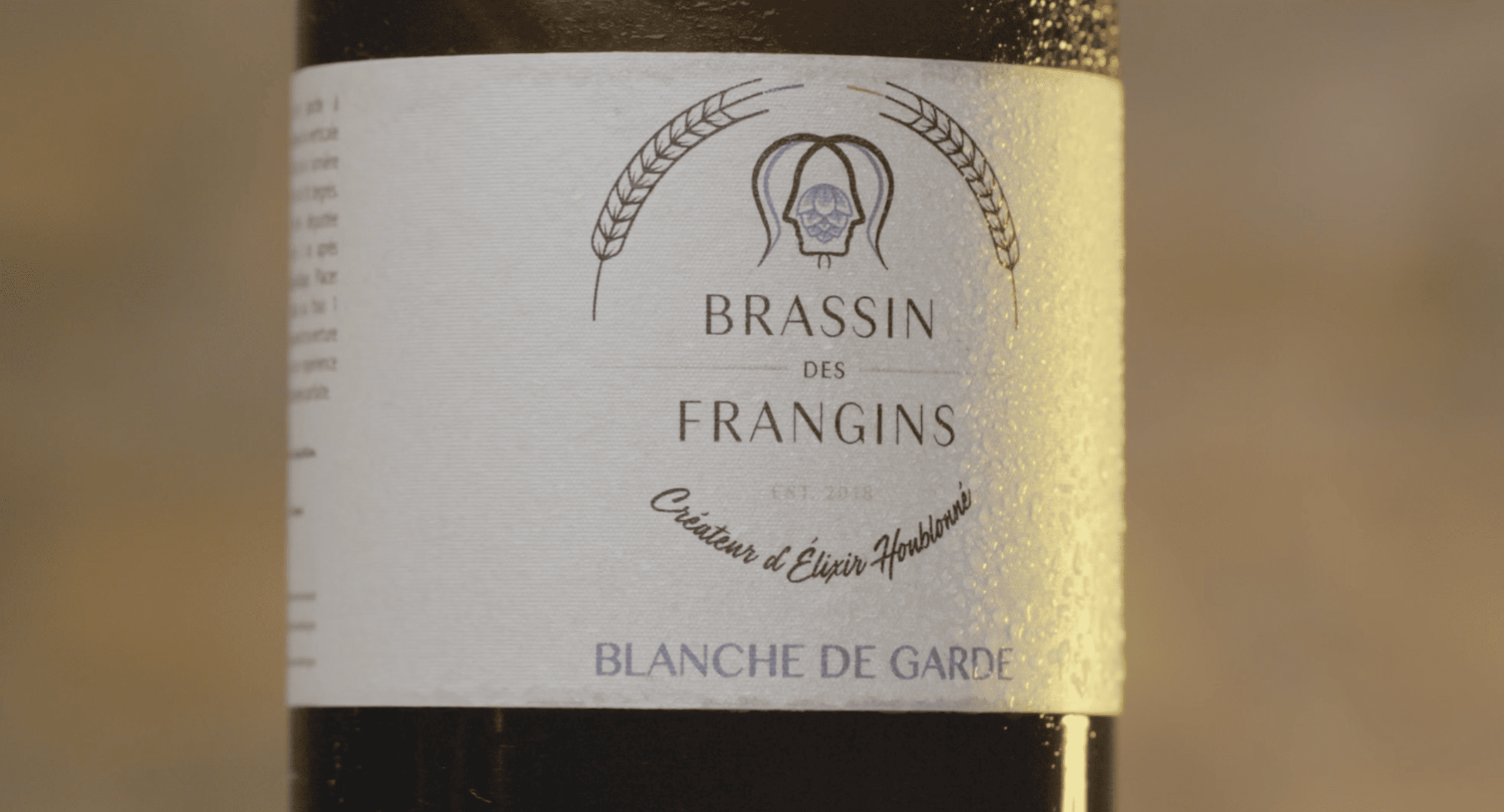 Étiquette de la bière Blanche de Garde, brasserie Brassin des Frangins