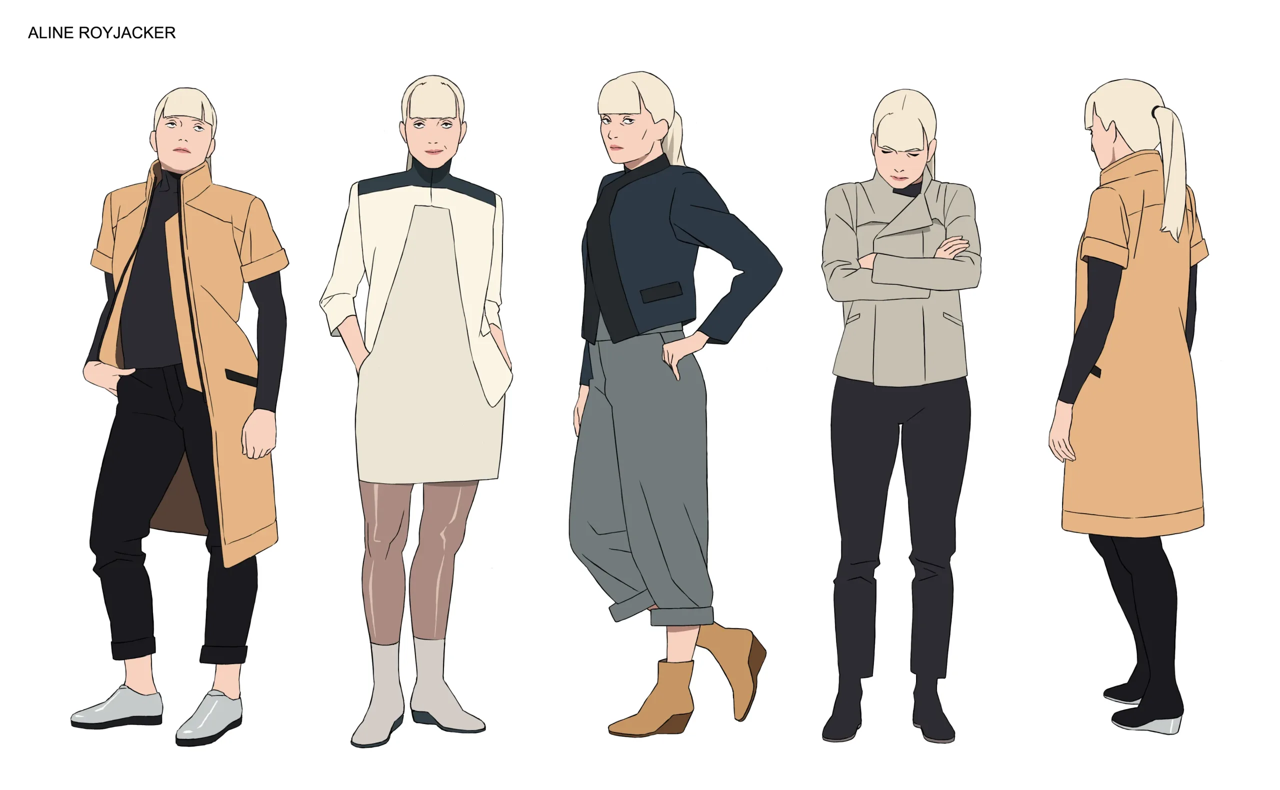 Planche de character design du personnage Aline Ruby, film d'animation Mars Express