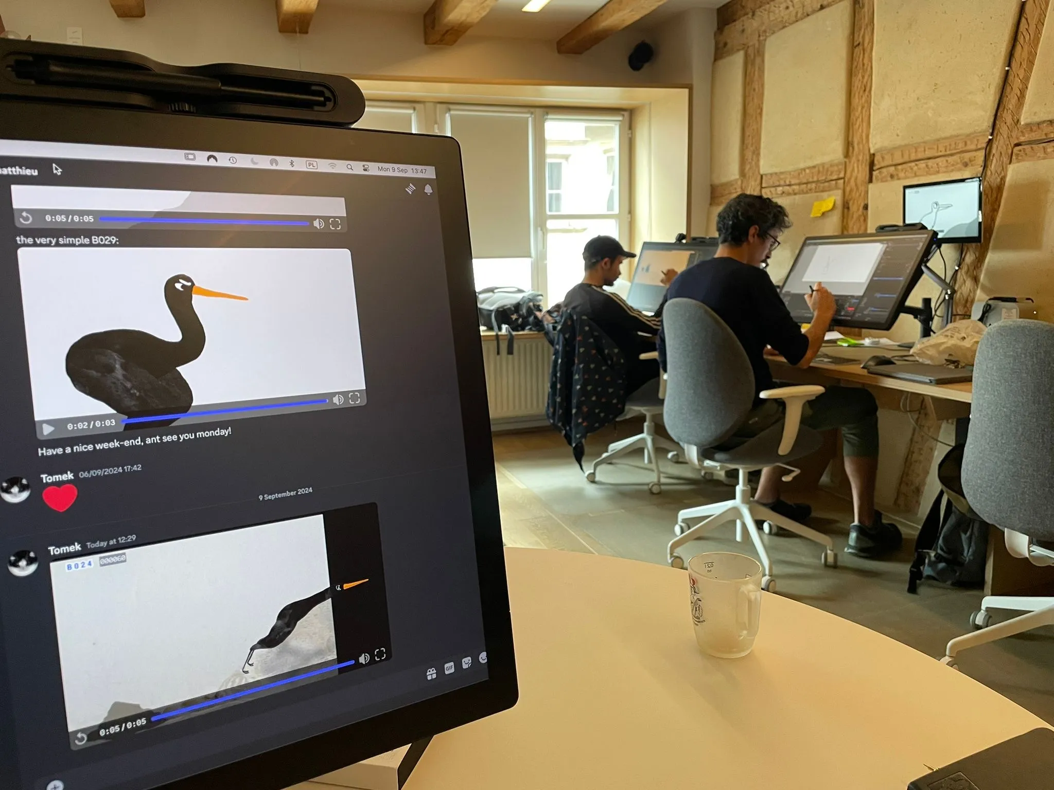 Étape d'animation des oiseaux sur logiciel, court-métrage Birds of Paradise