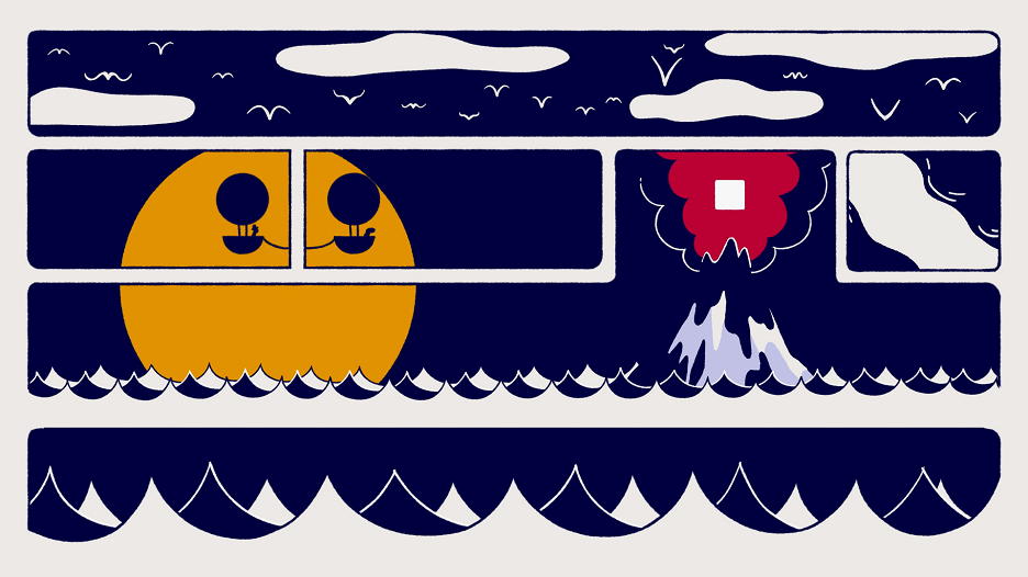 Illustration graphique bleu marine, court-métrage d'animation La Case Vide