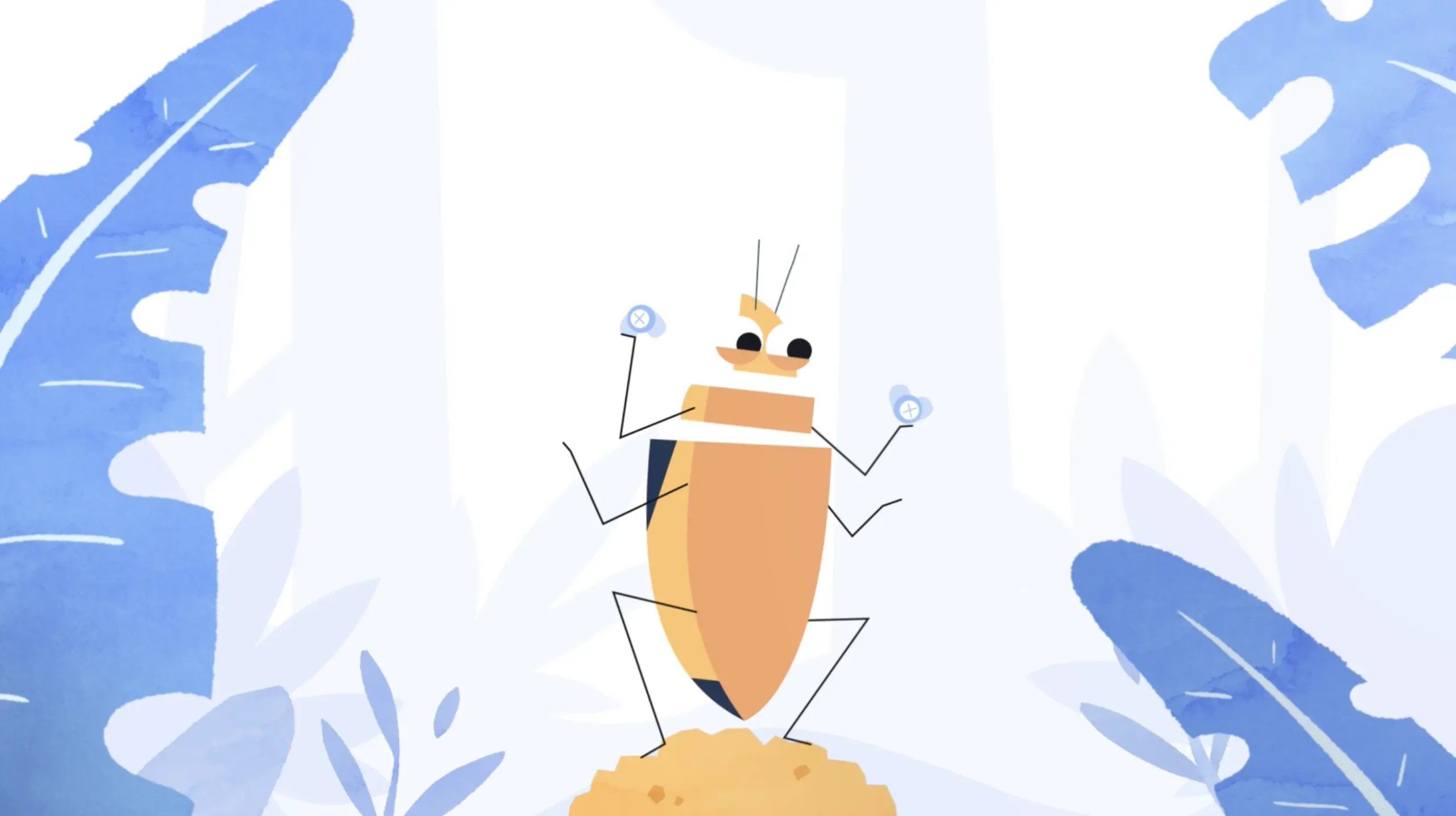 Portrait d'un insecte animé en 2D, série documentaire Les super-pouvoirs du vivant