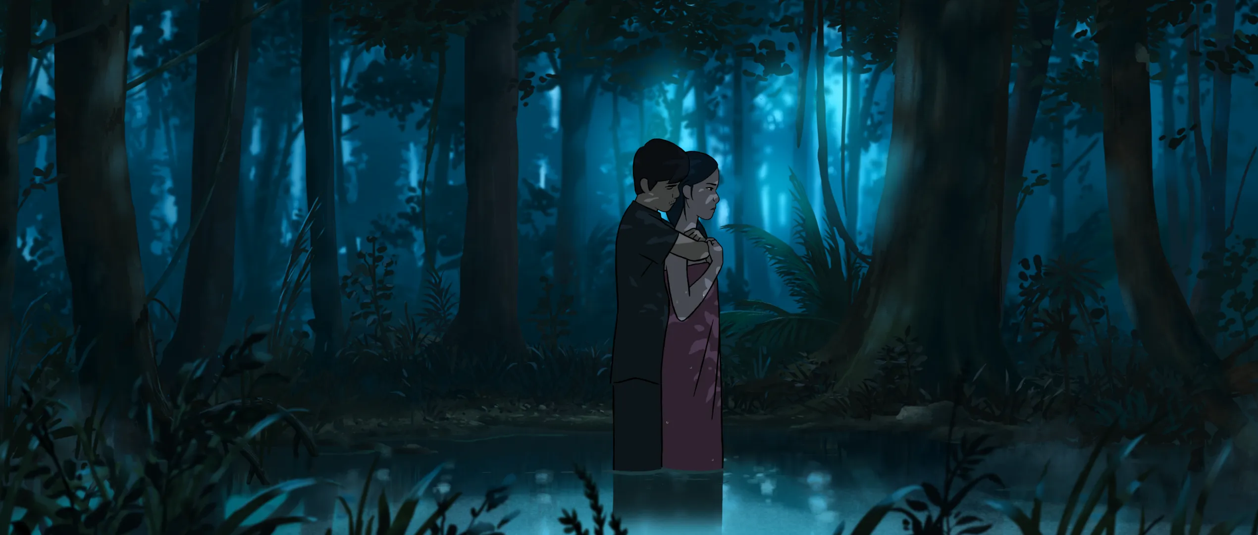 Chou et son mari dans la forêt, film d'animation Funan de Denis Do
